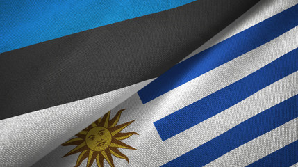 Estonia and Uruguay two flags textile cloth, fabric texture