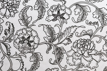 Arri&egrave;re plan noir et blanc au motif floral