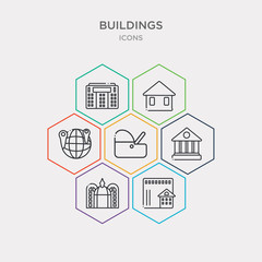 simple set of website home page, old building, bank building, carrycot icons, contains such as icons branches, house black without door, agency and more. 64x64 pixel perfect. infographics vector