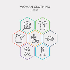 simple set of rectangular?, female long black dress?, eyeglasses?, stylish perfume bottle? icons, contains such as icons clothing stitches?, polo shirt for women?, engagement ring? and more. 64x64