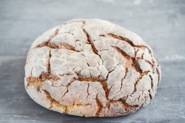 typical portuguese corn bread on ceramic background