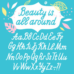Cute italic calligraphy vector alphabet