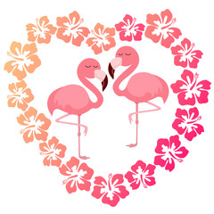 Pink cute pink flamingo vector illustration