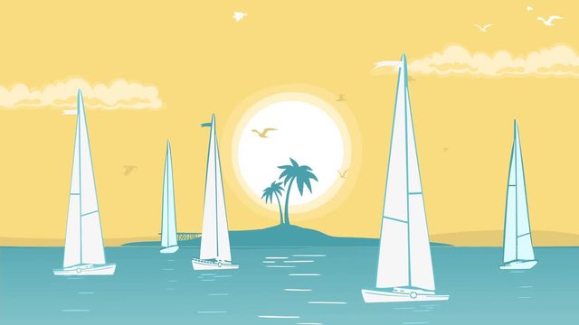 Animation Tropical Landscape about Traveling and Rest
