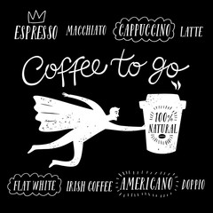 Coffee to go cartoon illustration