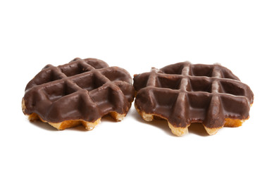 chocolate waffles isolated