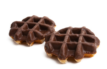 chocolate waffles isolated