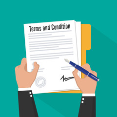 Terms and condition of document signed flat icon