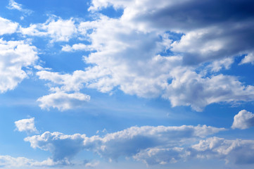 Naklejka na ściany i meble Beautiful blue sky with clouds. Cloudy sky in good weather.