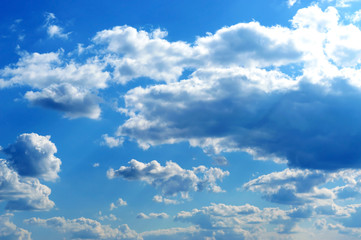 Beautiful blue sky with clouds. Cloudy sky in good weather.