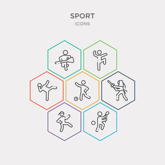 simple set of hurling, judo, kendo, kickball icons, contains such as icons kickboxing, kung fu, lacrosse and more. 64x64 pixel perfect. infographics vector