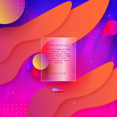 Abstract design in violet and pink with orange oval-shaped shapes and transparent frame