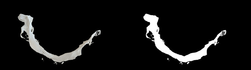 3D illustration of a milk flow with alpha layer