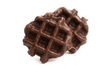 chocolate waffles isolated