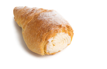custard tubing with cream isolated