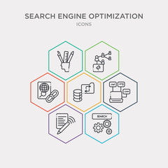 simple set of search engine, blogging, domain registration, backup icons, contains such as icons link, viral marketing, de and more. 64x64 pixel perfect. infographics vector