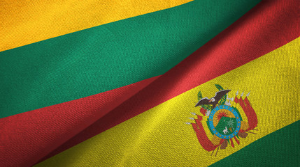 Lithuania and Bolivia two flags textile cloth, fabric texture 