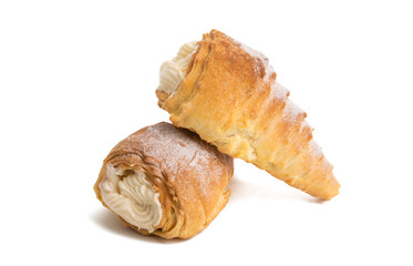 custard tubing with cream isolated