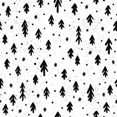 Fir tree seamless background. Christmas surface decoration with spruce trees.Vector illustration. Cloth design, wallpaper, wrapping.