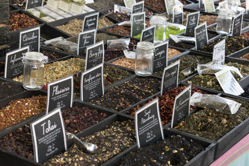 Spices and herbs on display at Spice Market, Aromatic Spices in the Local Market