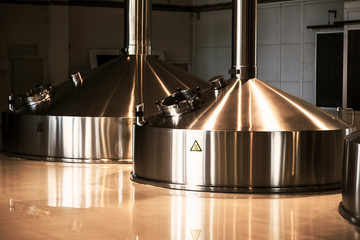 Tanks for beer storage. Modern Brewing Production.