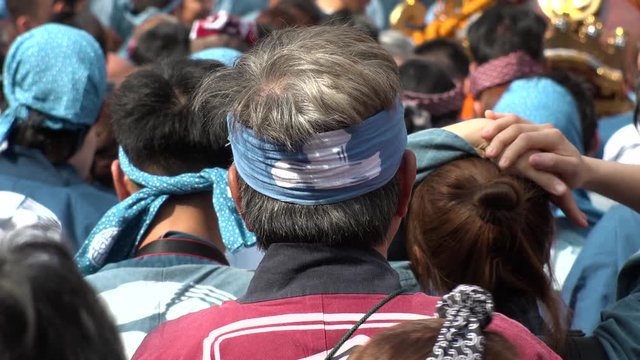TOKYO,  JAPAN - 12 MAY 2019 : Scenery of KANDA MATSURI (KANDA FESTIVAL).  One of the three great festivals of Tokyo.  Slow motion shot.