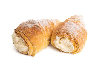 custard tubing with cream isolated