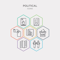 Fototapeta premium simple set of debate, leaflet, voting, poll icons, contains such as icons vote, checking, oath and more. 64x64 pixel perfect. infographics vector