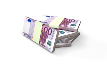 Stack of Five Hundred Euro Banknotes Render