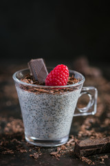 Porridge graines de chia framboise chocolat