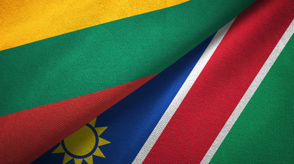 Lithuania and Namibia two flags textile cloth, fabric texture