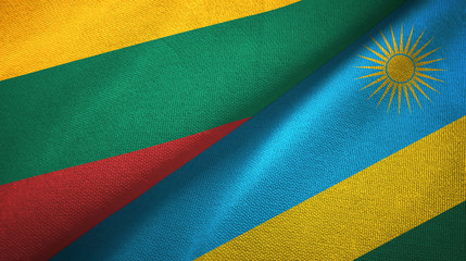 Lithuania and Rwanda two flags textile cloth, fabric texture