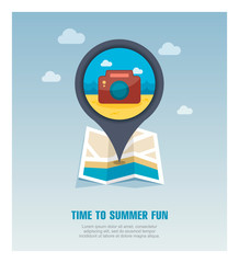 Photo Camera pin map icon. Summer. Vacation