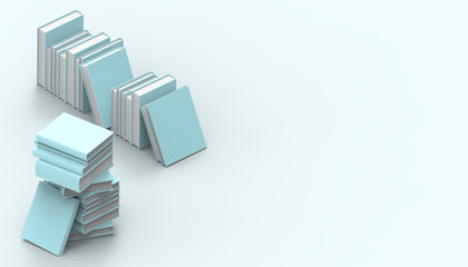 Books Groups  green Isometric standing minimal and Modern Art   pastel green on background and - 3D rendering