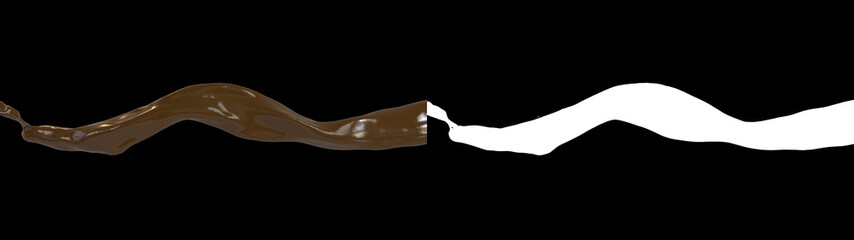 3D illustration of a chocolate flow with alpha   layer