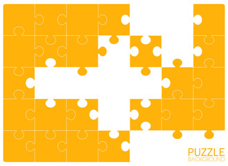 Jigsaw puzzle 24 pieces, without some pieces. Thinking game and 6x4 jigsaws detail frame design. Business assemble metaphor or puzzles game challenge. Puzzle background