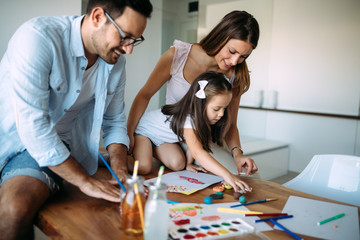 Happy family having fun time at home