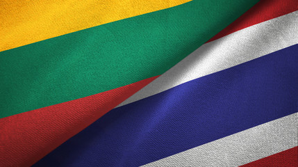 Lithuania and Thailand two flags textile cloth, fabric texture