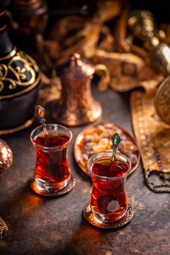 Turkish tea in a traditional cups