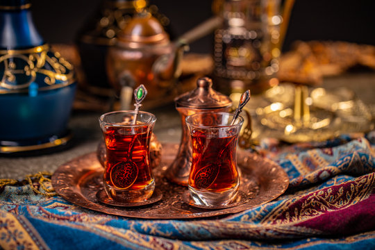 Turkish tea in a traditional cups