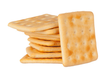 crackers pile on white background