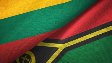 Lithuania and Vanuatu two flags textile cloth, fabric texture