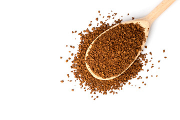Granulated coffee isolated on white background.