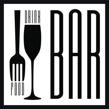 Logo ou &eacute;tiquette noir et blanc pour un bar avec une typo tr&egrave;s &eacute;troite.