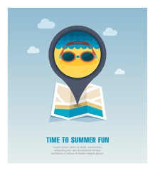 Swimming Goggles pin map icon. Summer. Vacation