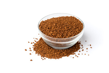 Granulated coffee isolated on white background.