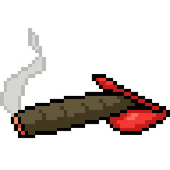 Obraz premium vector pixel art smokking