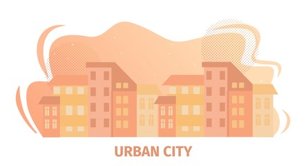 Urban City Horizontal Banner with Cityscape View.