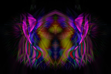 Fantasy colorful abstract illustration on black background. Digital art.