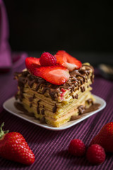 Gaufres chocolat fraises framboises
